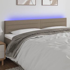 vidaXL Tăblie de pat cu LED, gri taupe, 160x5x78/88 cm, textil imagine