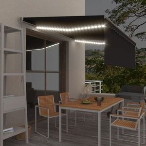 vidaXL Copertină retractabilă manual cu stor & LED, antracit, 4x3 m imagine