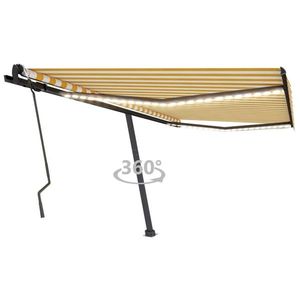 vidaXL Copertină retractabilă manual cu LED, galben & alb, 400x300 cm imagine