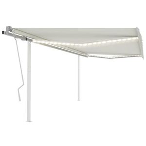 vidaXL Copertină retractabilă manual, cu LED, crem, 4x3 m imagine