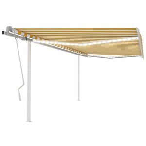 vidaXL Copertină retractabilă manual, cu LED, galben și alb, 4x3 m imagine