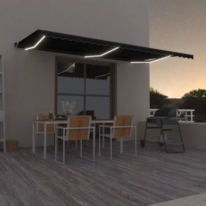 vidaXL Copertină retractabilă manual cu LED, antracit, 600x350 cm imagine