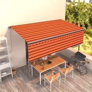 vidaXL Copertină retractabilă automat cu stor, portocaliu&maro, 5x3 m imagine