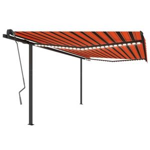 vidaXL Copertină retractabilă manual, LED, portocaliu/maro, 4x3, 5 cm imagine