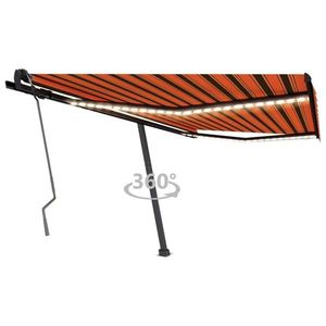 vidaXL Copertină retractabilă manual, LED, portocaliu/maro, 400x350 cm imagine