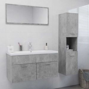 vidaXL Set mobilier de baie, gri beton, lemn prelucrat imagine