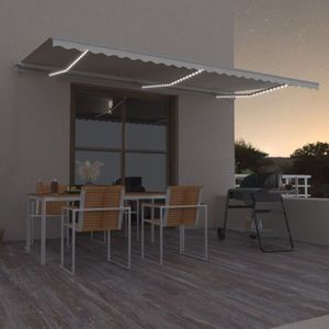 vidaXL Copertină retractabilă manual cu LED, crem, 600x350 cm imagine