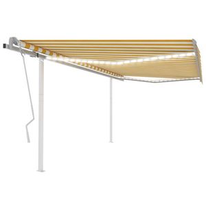 vidaXL Copertină retractabilă manual, cu LED galben și alb, 4, 5x3, 5 m imagine