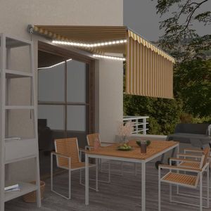 vidaXL Copertină retractabilă manual cu stor, galben&alb, 3, 5x2, 5 m imagine