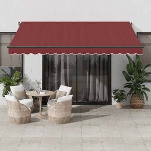 vidaXL Copertina retractabilă manual cu LED-uri, vișiniu, 400x300 cm imagine