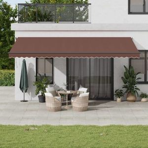 vidaXL Copertina retractabilă manual cu LED-uri, maro, 600x350 cm imagine