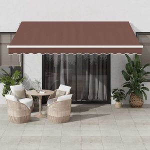 vidaXL Copertina retractabilă manual cu LED, maro, 400x350 cm imagine