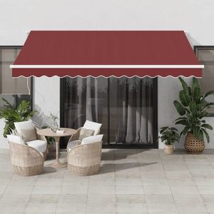 vidaXL Copertina retractabilă automat cu LED, vișiniu, 400x350 cm imagine