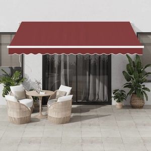 vidaXL Copertina retractabilă manual cu LED, vișiniu, 400x300 cm imagine