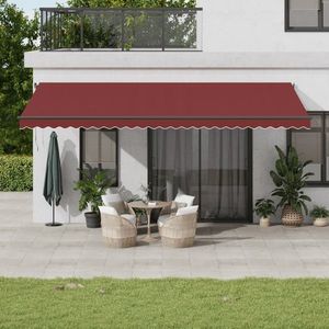 vidaXL Copertina retractabilă manual cu LED-uri, vișiniu, 600x350 cm imagine