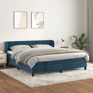 vidaXL Pat box spring cu saltea, albastru închis, 180x200 cm, catifea imagine