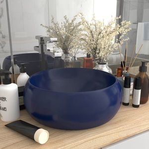 vidaXL Chiuvetă baie lux albastru închis mat 40x15 cm ceramică rotund imagine