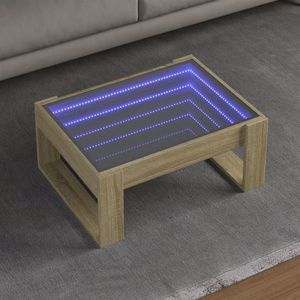 vidaXL Măsuță de cafea cu LED infinity, stejar sonoma, 70x53x30 cm imagine