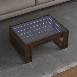 vidaXL Măsuță de cafea cu LED infinity, stejar maro, 70x53x30 cm imagine