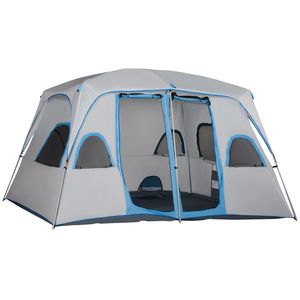 Outsunny Cort Spațios pentru Camping, Ideal pentru 4-8 Persoane, Ușor de Montat, 400x240x210cm | Aosom Romania imagine