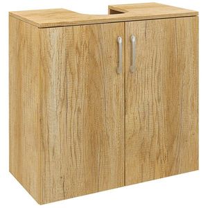 HOMCOM Mobilier de Baie Modern Sub Chiuvetă, Dulăpior Suspendat cu 2 Uși și 2 Rafturi, 60x30x60 cm, Lemn Natural | Aosom Romania imagine