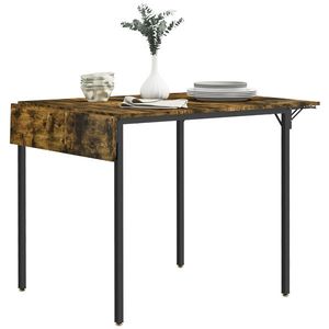 HOMCOM Masă Pliabilă Stil Industrial pentru 2-4 Persoane cu 2 Laturi Extensibile, 120x79x79 cm, Maro Rustic | Aosom Romania imagine