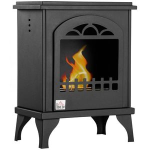 Semineu cu bioetanol metalic cu ardere de 3 ore cu rezervor de 1, 5 l pentru incalzirea a 25 m², 41x25x54cm, negru HOMCOM | Aosom RO imagine