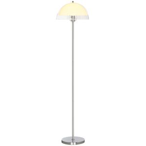 HOMCOM Lampă de Podea cu Abajur Dublu Strat pentru Living, Sufragerie, Dormitor, din Metal și Acrilic, Ø35x150 cm, Alb | Aosom Romania imagine