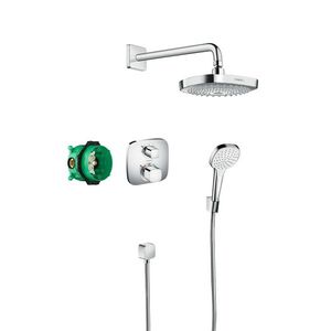 Sistem de dus incastrat termostatat Hansgrohe Design Croma Select E Ecostat E cu 2 consumatori imagine