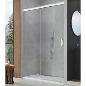 Usa de dus culisanta Sanswiss Cadura 100cm stanga sticla securizata transparenta profil slefuit lucios imagine