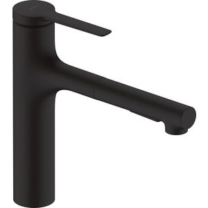 Baterie bucatarie Hansgrohe Zesis M33 160 dus extractibil cu 2 tipuri de jet negru mat imagine