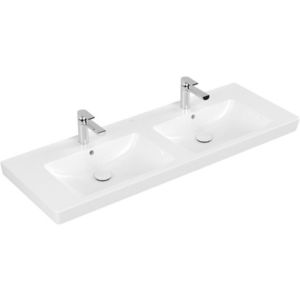 Lavoar dublu Villeroy & Boch Subway 2.0 130cm cu preaplin montare pe mobilier alb Alpin imagine