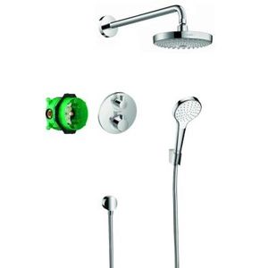 Sistem de dus incastrat termostatat Hansgrohe Design Croma Select S Ecostat S cu 2 consumatori imagine