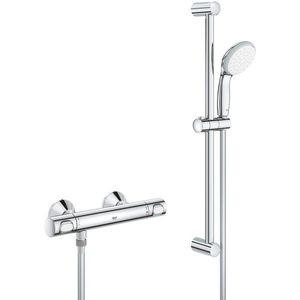 Baterie dus termostatata Grohe Precision Flow cu set de dus cu bara 620mm crom imagine