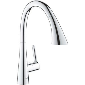 Baterie bucatarie Grohe Zedra cu dus extractibil trio spray crom imagine