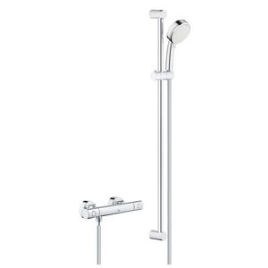 Baterie dus termostatata Grohe Grohtherm 800 Cosmopolitan cu set de dus Tempesta Cosmopolitan 100 cu bara 90cm crom imagine