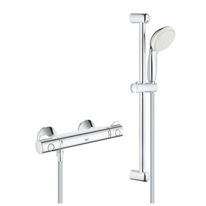 Baterie dus termostatata Grohe Grohtherm 800 cu set de dus Tempesta cu bara 600mm crom imagine