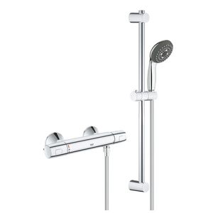 Baterie dus termostatata Grohe Precision Trend cu set de dus Vitalio Start 100 cu bara 60cm crom imagine