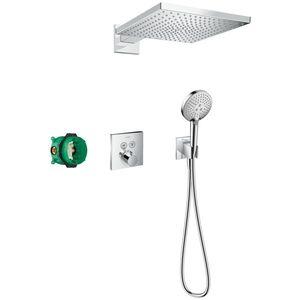 Sistem de dus incastrat termostatat Hansgrohe Raindance E ShowerSelect Square cu 2 consumatori croms imagine