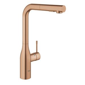 Baterie bucatarie Grohe Essence cu dus extractibil dual spray pipa L brushed warm sunset imagine