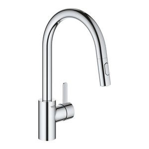 Baterie bucatarie Grohe Eurosmart Cosmopolitan cu dus extractibil dual spray pipa C crom imagine