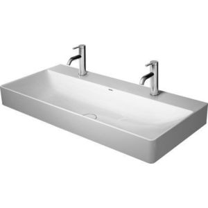 Lavoar dublu Duravit DuraSquare 100x47cm fara preaplin WonderGliss cu capac ceramic pentru ventil inclus si finisaj suplimentar imagine