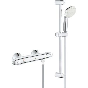 Baterie dus termostatata Grohe Grohtherm 1000 cu set de dus cu bara de 600mm crom imagine