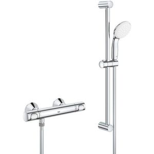 Baterie dus termostatata Grohe Grohtherm 500 cu set de dus cu bara 620mm crom imagine