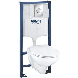 Set complet Grohe Solido 4-in-1 cu vas wc suspendat Bau Ceramic cu capac inchidere lenta rezervor incastrat cu cadru si clapeta Sail crom imagine