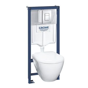 Set complet Grohe Solido Perfect 4-in-1 cu vas wc suspendat cu capac inchidere lenta rezervor incastrat cu cadru si clapeta Skate Cosmopolitan crom imagine