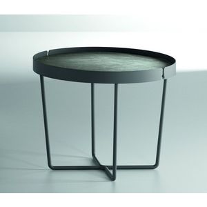 Masuta Dexo Trino diametru 60cm h 45cm baza metalica negru blat ceramic Vulcano Nero imagine