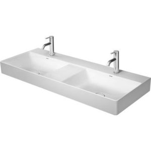 Lavoar dublu Duravit DuraSquare Double 120x47cm WonderGliss fara preaplin cu capac ceramic pentru ventil inclus alb imagine