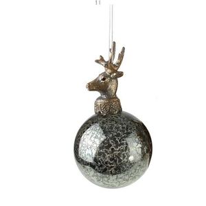 Decoratiune brad Deko Senso Deer sticla 15cm gri imagine