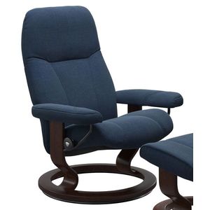 Fotoliu recliner Stressless Consul Classic M cadru maro tapiterie textil Dahlia Blue imagine